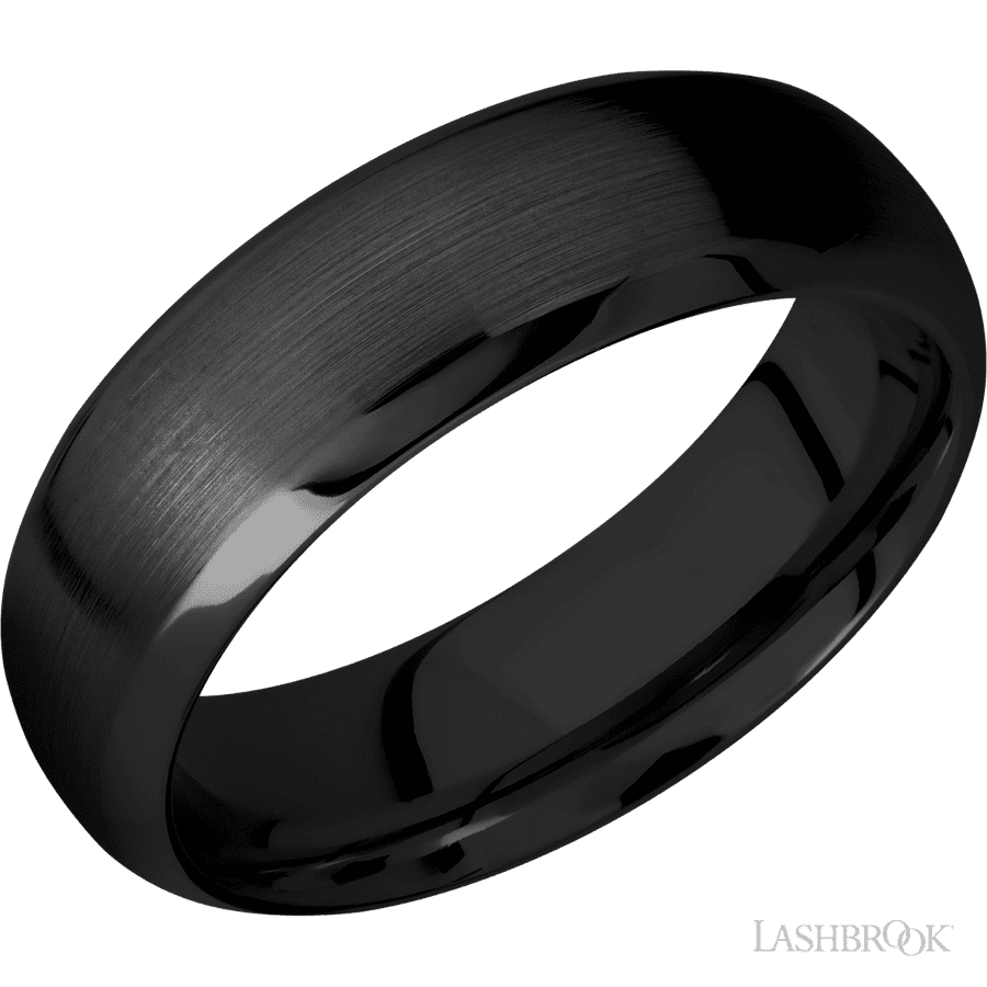 7 mm wide Domed Bevel Zirconium band.