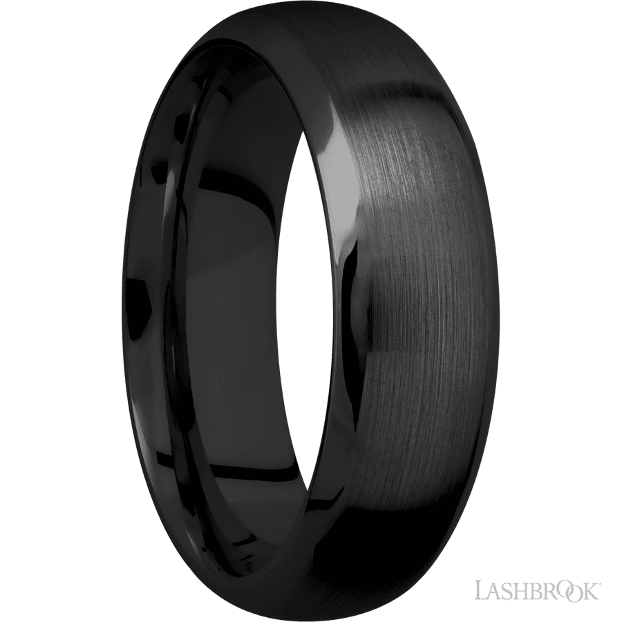 7 mm wide Domed Bevel Zirconium band.