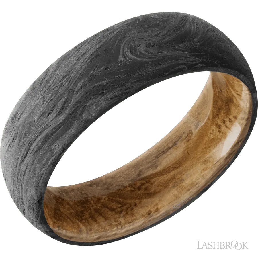 7 mm wide Domed Forged Carbon Fiber band featuring a Whiskey Barrel sleeve. by Lashbrook | The Diamond Store Las Vegas