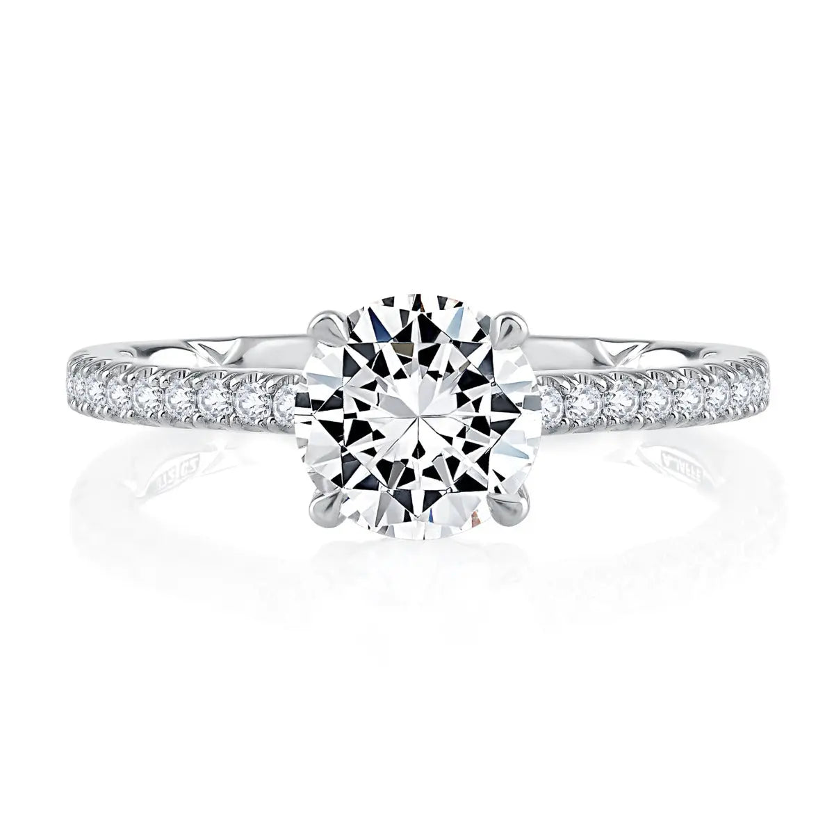 Round Cut Diamond Engagement Ring with a Classic Quilts® Pave Band<br><span style="font-size:15px;">Style: ME2029AQ/247</span>