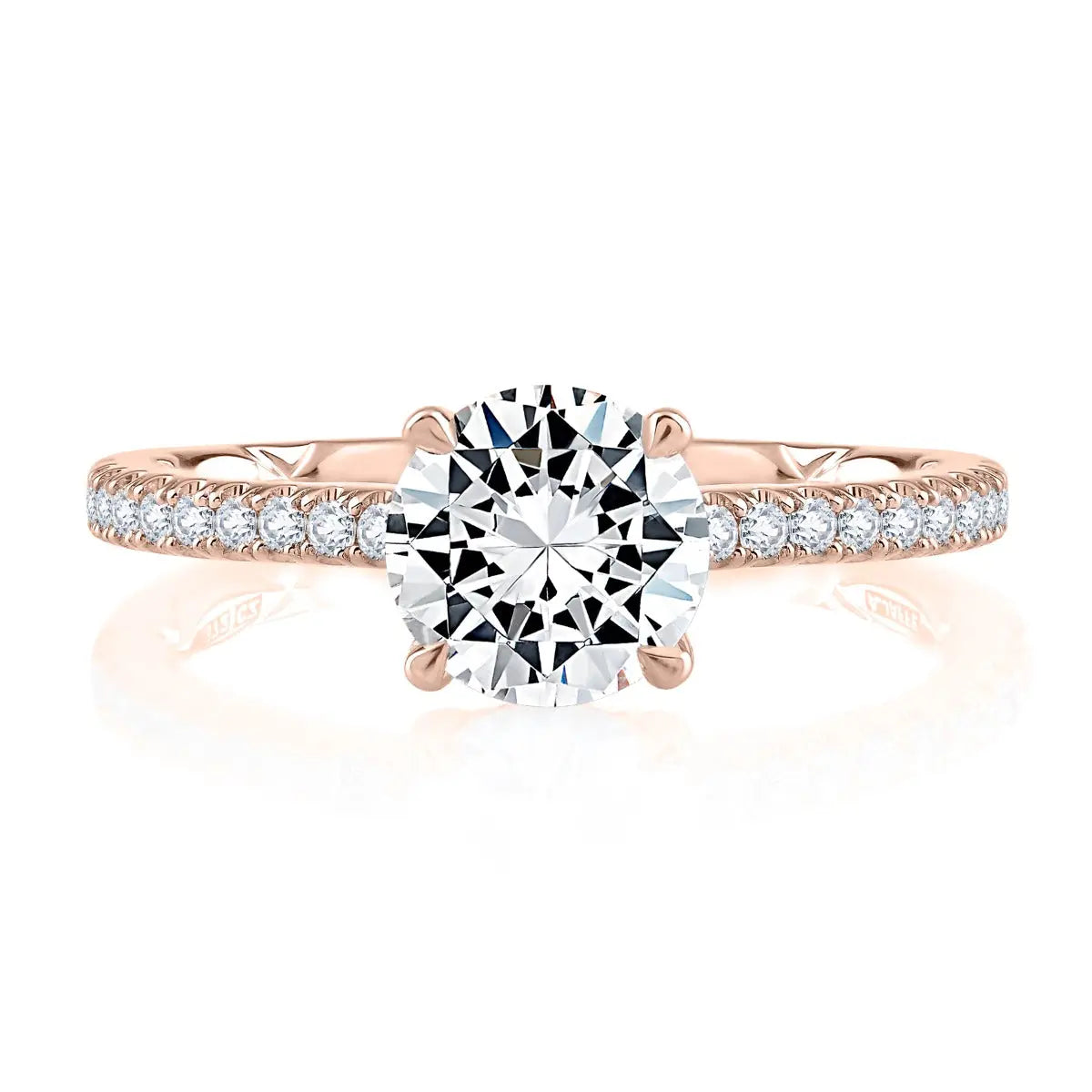 Round Cut Diamond Engagement Ring with a Classic Quilts® Pave Band<br><span style="font-size:15px;">Style: ME2029AQ/247</span>