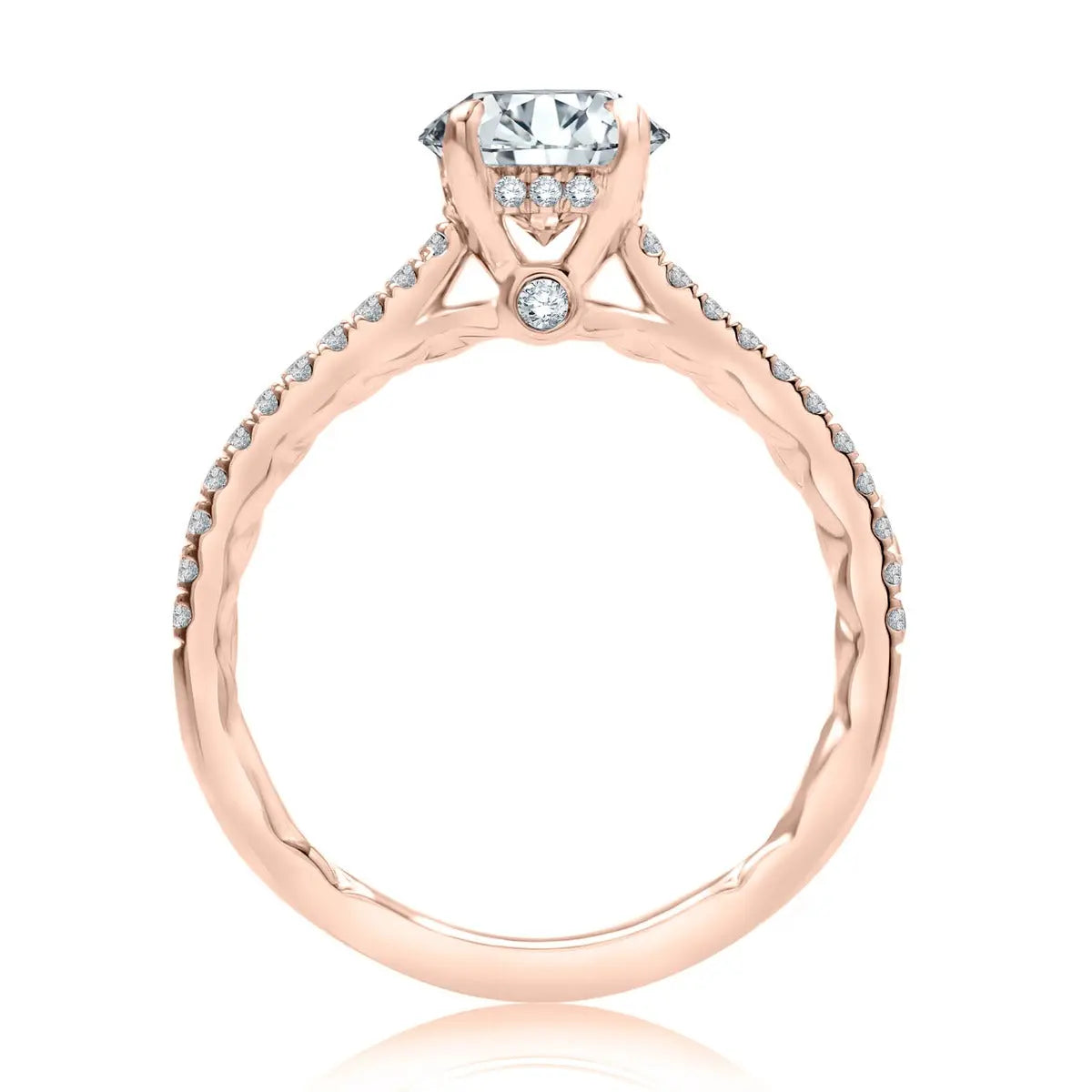 Round Cut Diamond Engagement Ring with a Classic Quilts® Pave Band<br><span style="font-size:15px;">Style: ME2029AQ/247</span>