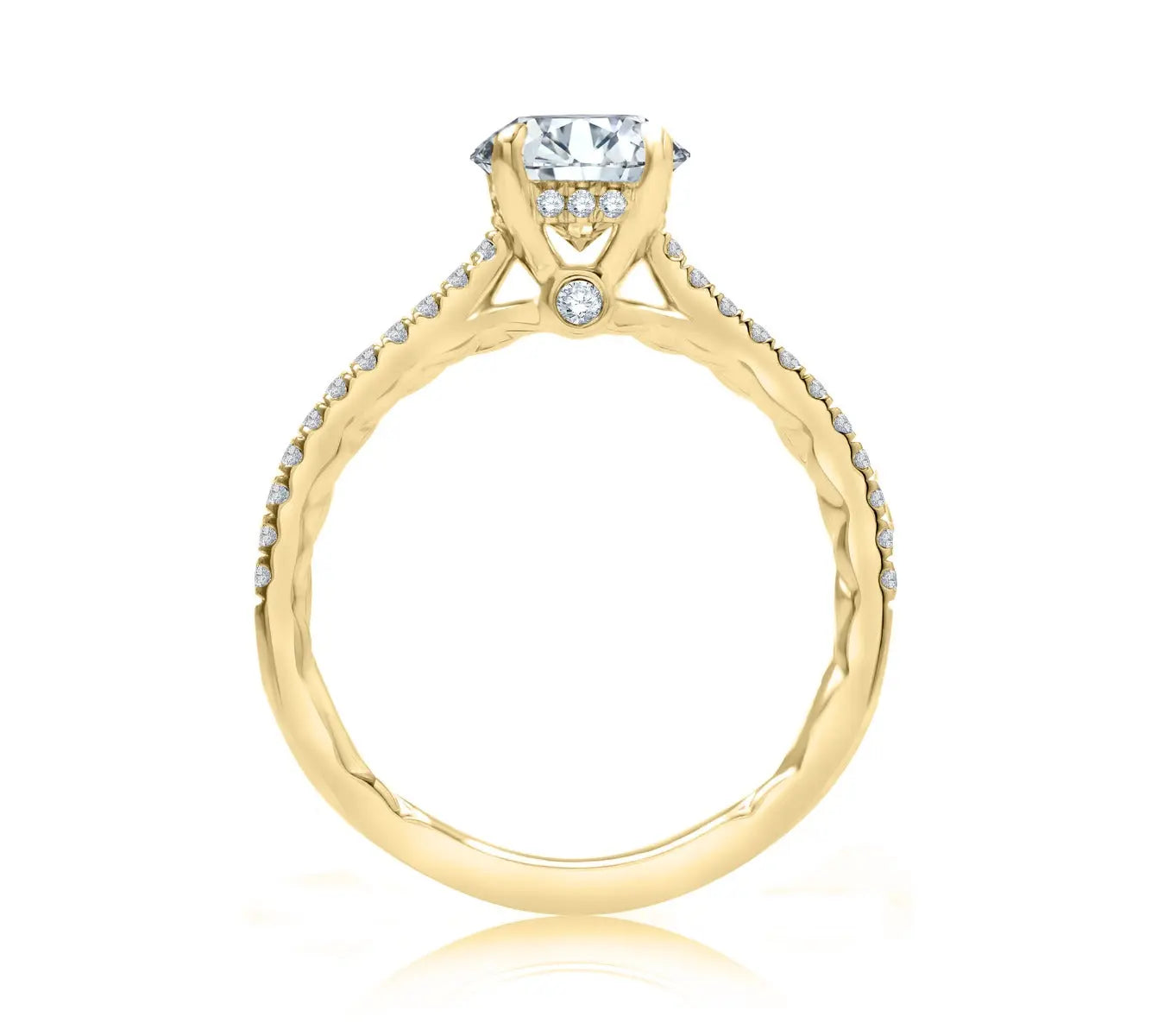 Round Cut Diamond Engagement Ring with a Classic Quilts® Pave Band<br><span style="font-size:15px;">Style: ME2029AQ/247</span>