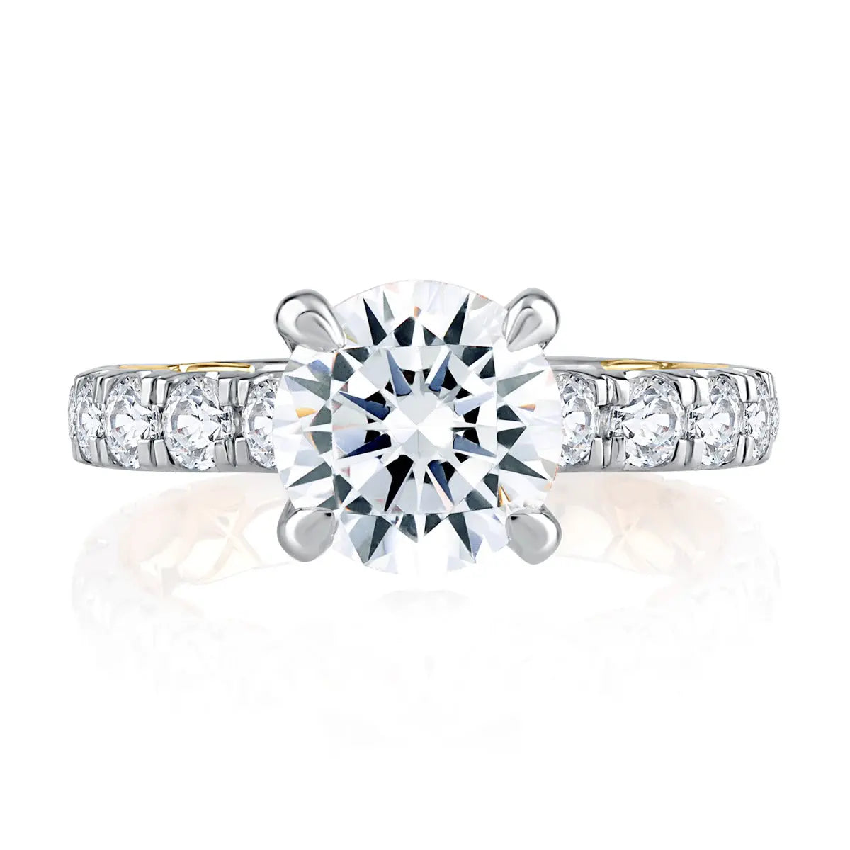 Modern Two Tone Round Cut Diamond Engagement Ring<br><span style="font-size:15px;">Style: MECRD2348Q/650</span>