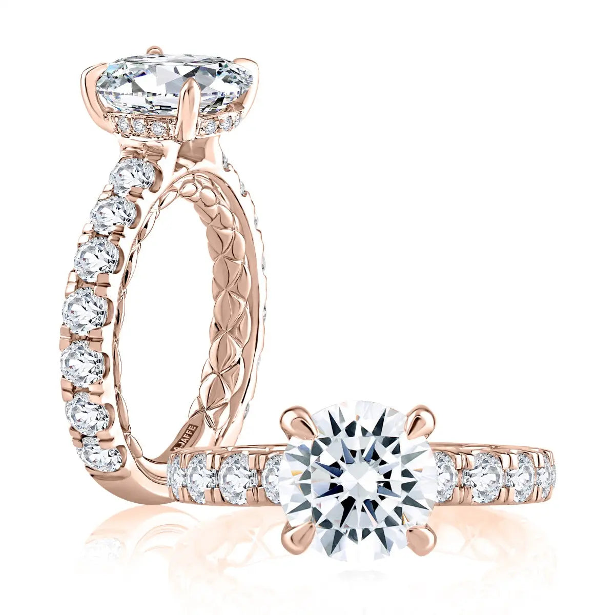 Modern Two Tone Round Cut Diamond Engagement Ring<br><span style="font-size:15px;">Style: MECRD2348Q/650</span>