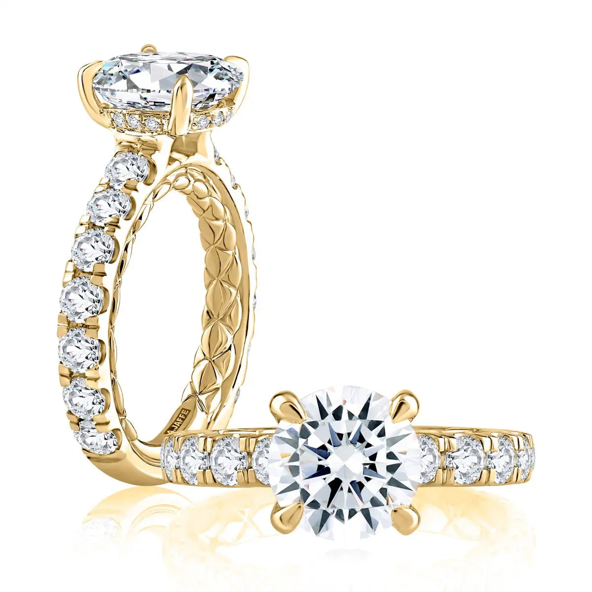 Modern Two Tone Round Cut Diamond Engagement Ring<br><span style="font-size:15px;">Style: MECRD2348Q/650</span>