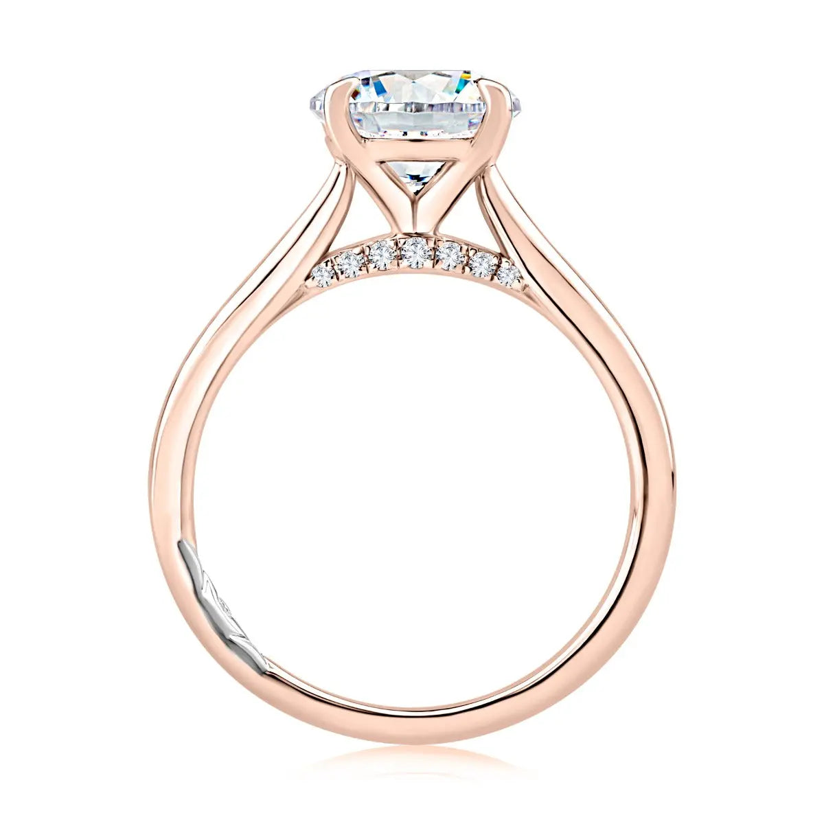 Solitaire Round Center Diamond Engagement Ring with Peek-A-Boo Diamonds<br><span style="font-size:15px;">Style: MECRD2543/258</span>