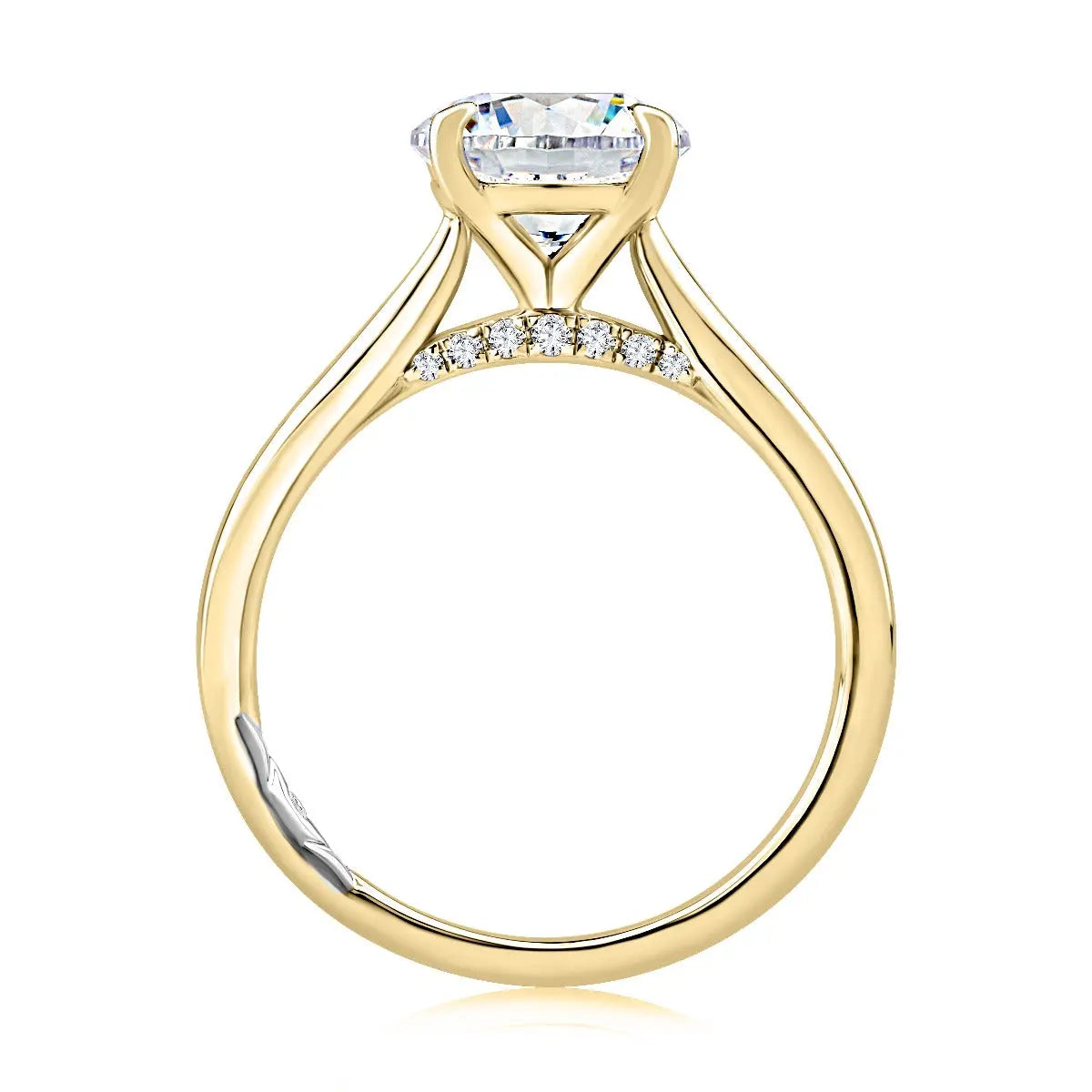Solitaire Round Center Diamond Engagement Ring with Peek-A-Boo Diamonds<br><span style="font-size:15px;">Style: MECRD2543/258</span>