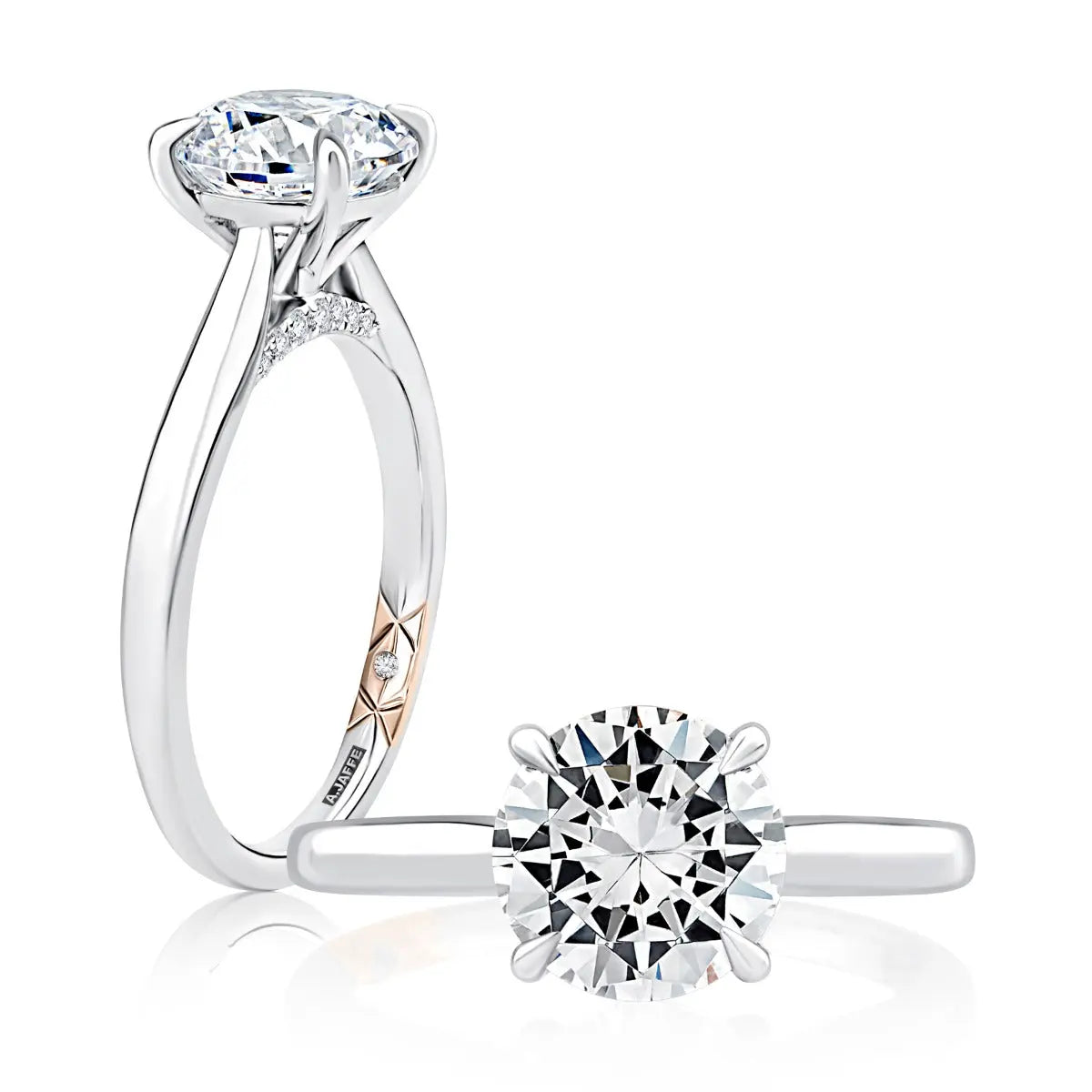 Solitaire Round Center Diamond Engagement Ring with Peek-A-Boo Diamonds<br>Style: MECRD2543/258