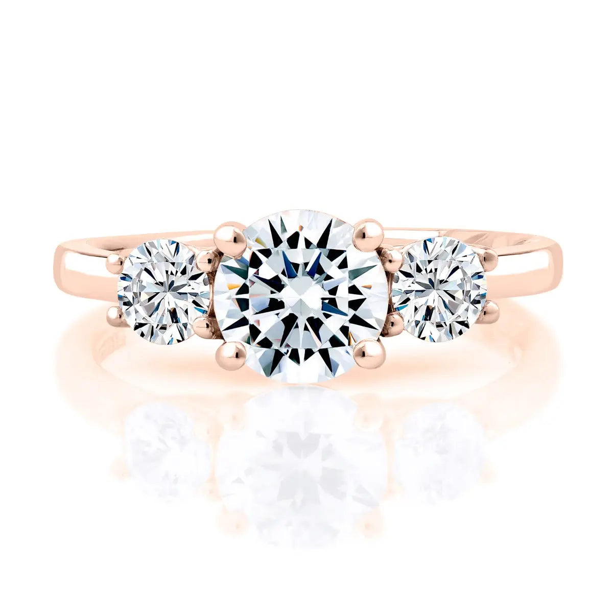 Three Stone Round Center Trellis Engagement Ring<br><span style="font-size:15px;">Style: MECRD2697</span>