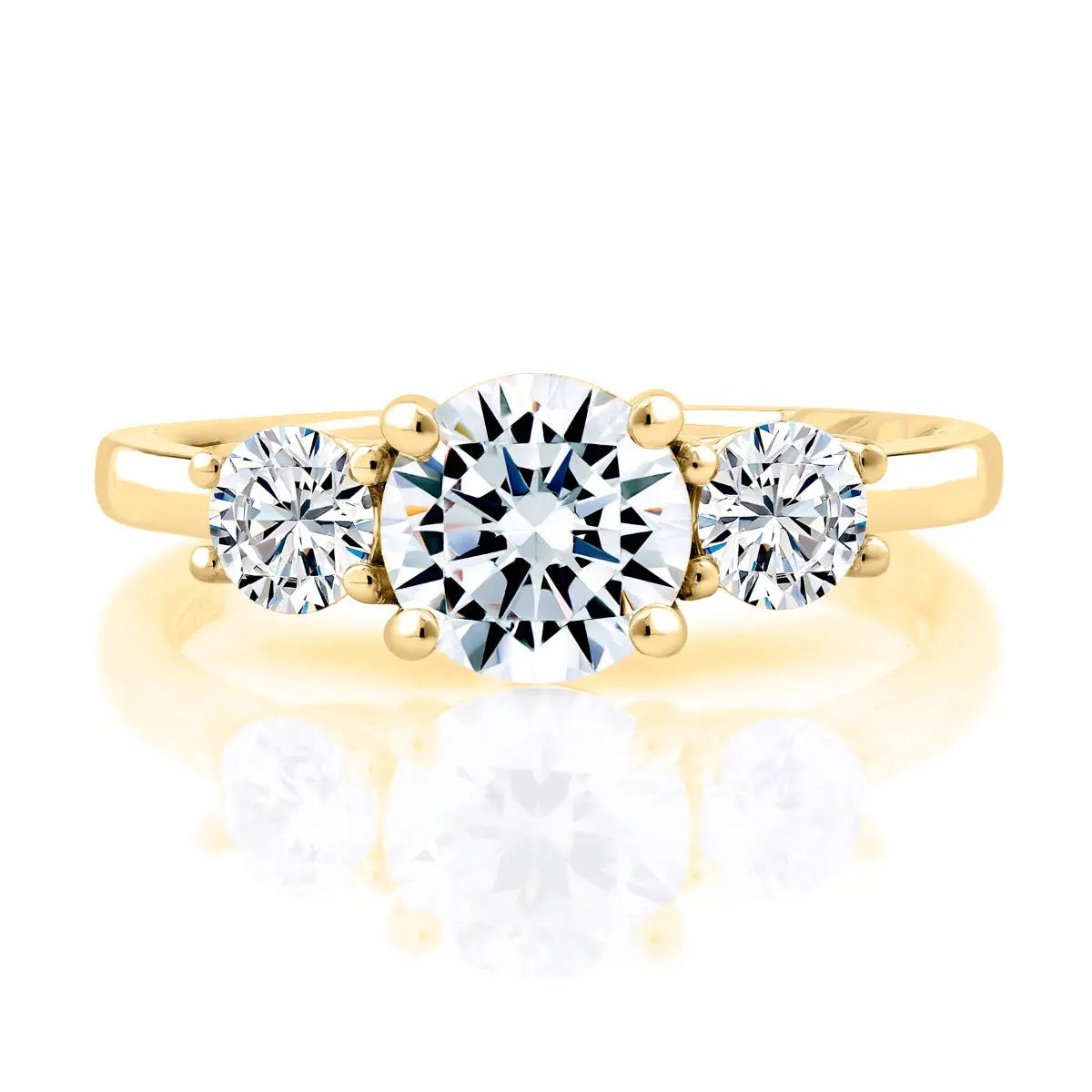 Three Stone Round Center Trellis Engagement Ring<br><span style="font-size:15px;">Style: MECRD2697</span>