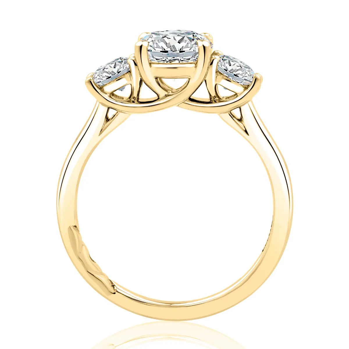 Three Stone Round Center Trellis Engagement Ring<br><span style="font-size:15px;">Style: MECRD2697</span>