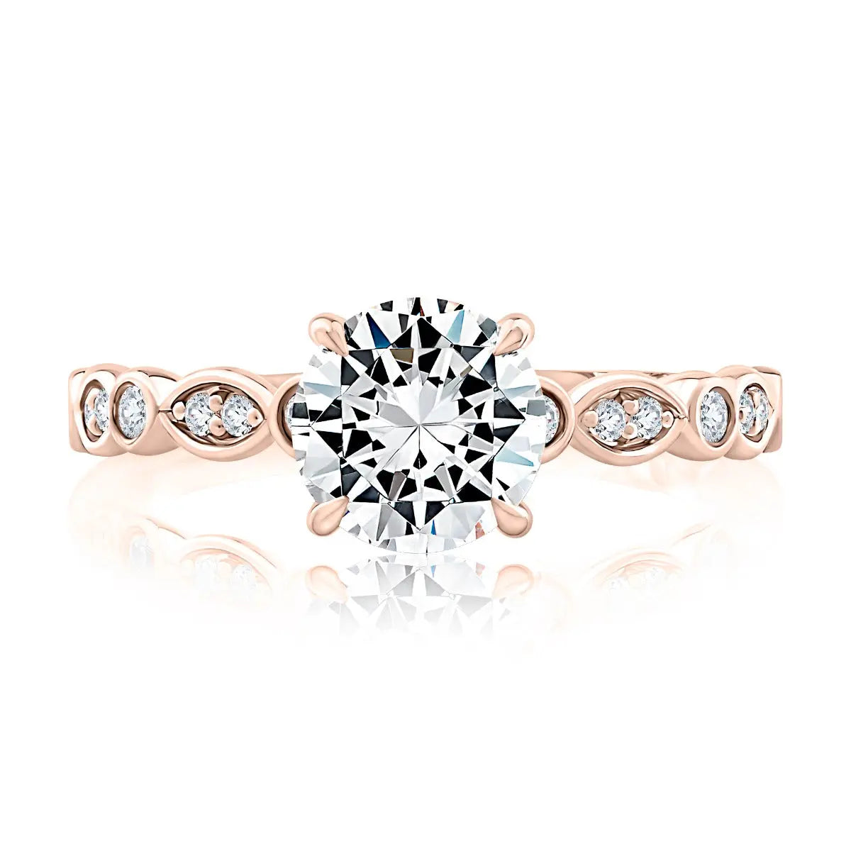 Round Center Diamond Engagement Band with Marquise and Round Shape Diamond Band<br><span style="font-size:15px;">Style: MECRD2737/190</span>