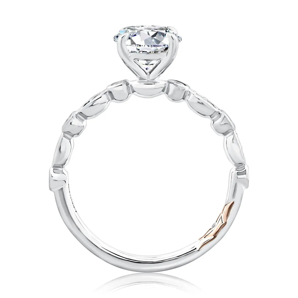 Round Center Diamond Engagement Band with Marquise and Round Shape Diamond Band<br><span style="font-size:15px;">Style: MECRD2737/190</span>