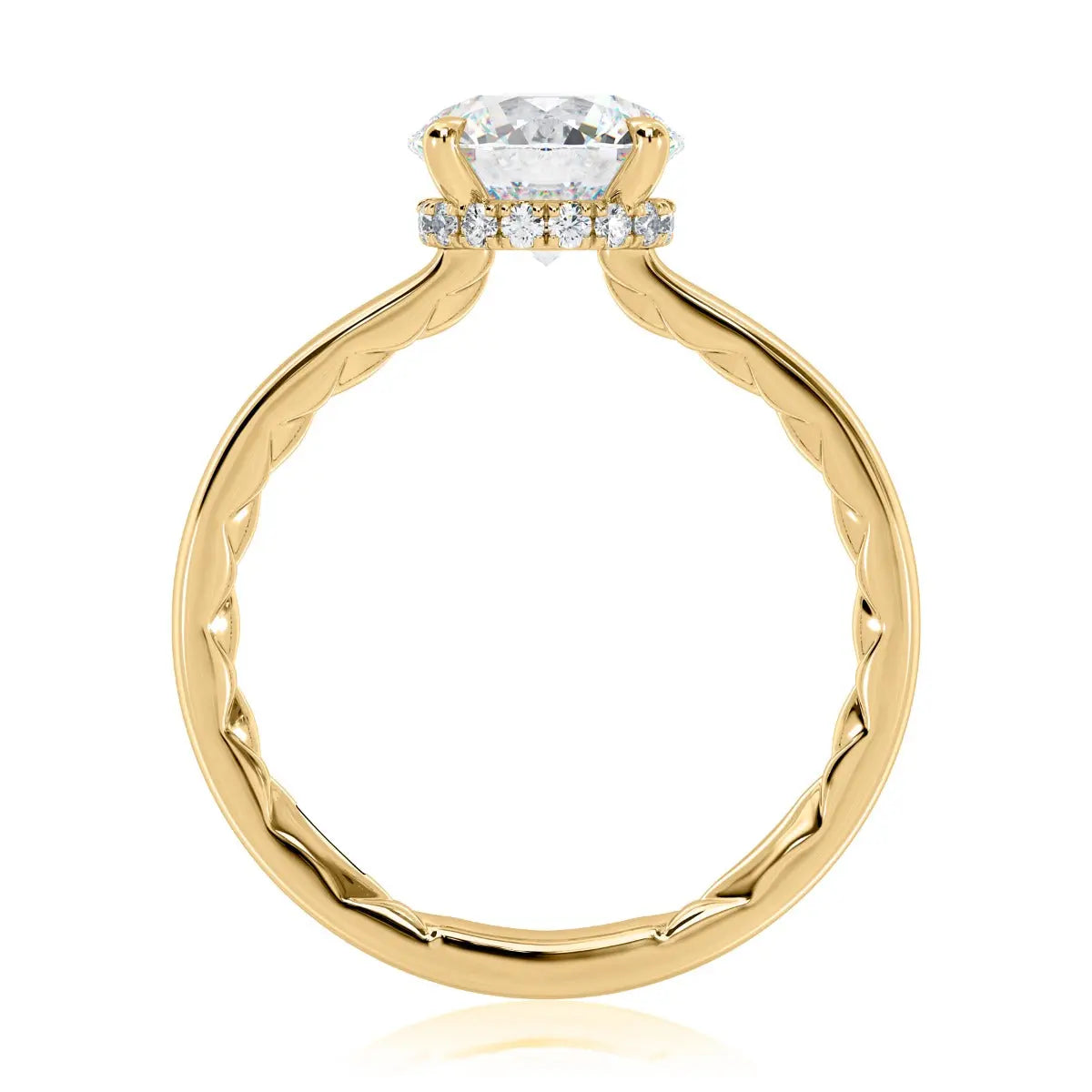 Four Claw Prongs Solitaire Round Diamond Center Engagment Ring with A.JAFFE Quilts® Interior<br><span style="font-size:15px;">Style: MECRD2744BQ/211</span>