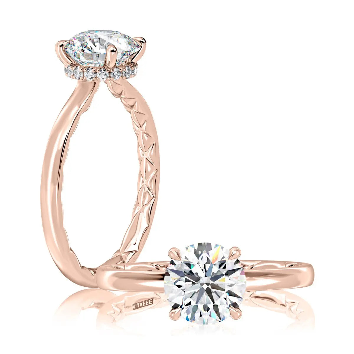 Four Claw Prongs Solitaire Round Diamond Center Engagment Ring with A.JAFFE Quilts® Interior<br><span style="font-size:15px;">Style: MECRD2744BQ/211</span>