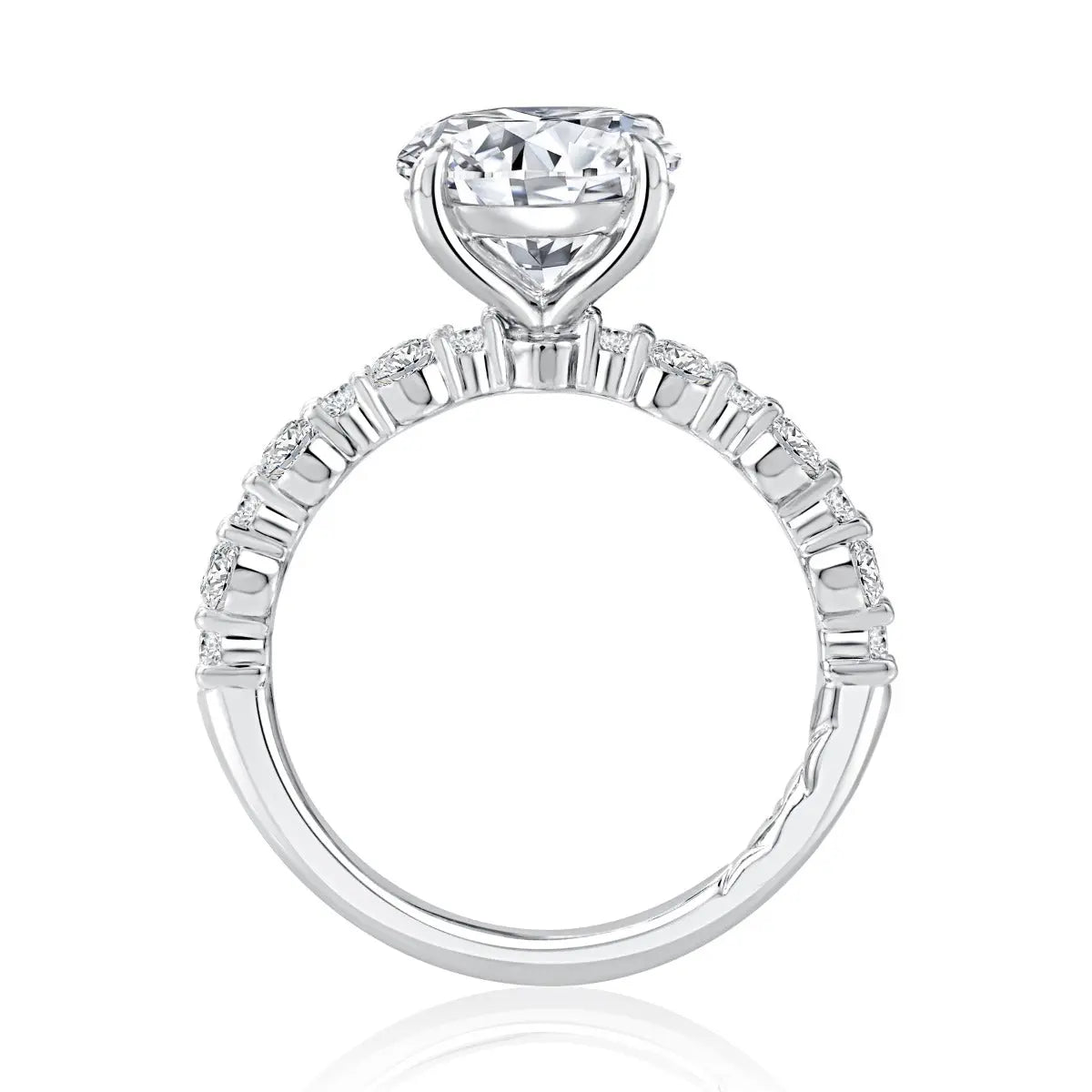 Round Center Engagement Ring with Alternating Oval and Round Diamond Band<br><span style="font-size:15px;">Style: MECRD2956L/376</span>