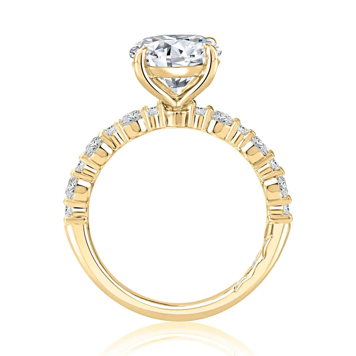 Round Center Engagement Ring with Alternating Oval and Round Diamond Band<br><span style="font-size:15px;">Style: MECRD2956L/376</span>