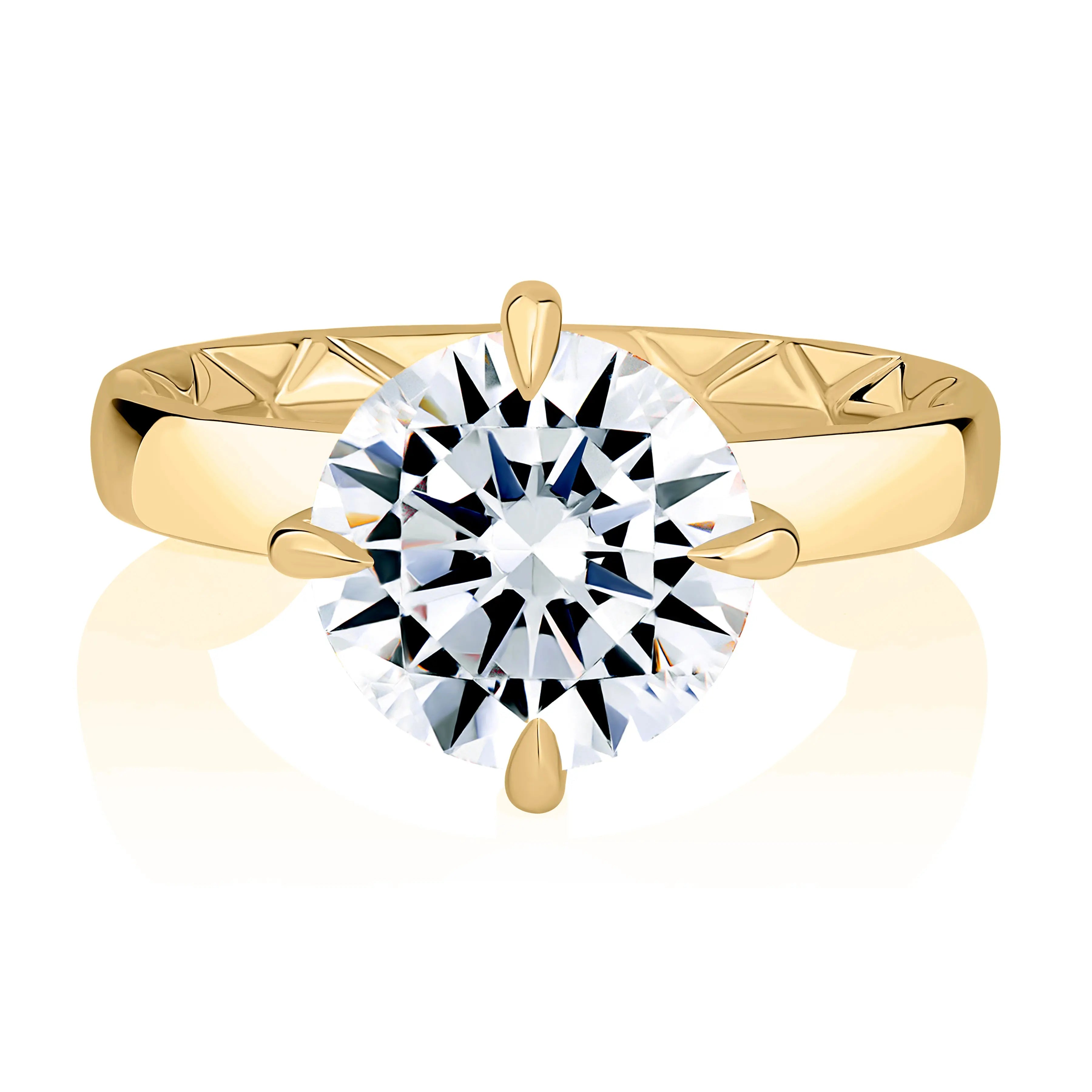 Classic Wide Tapered Band Round Center Diamond Engagement Ring with Hidden Halo and Quilts® Interior<br><span style="font-size:15px;">Style: MECRD3576Q/308</span>