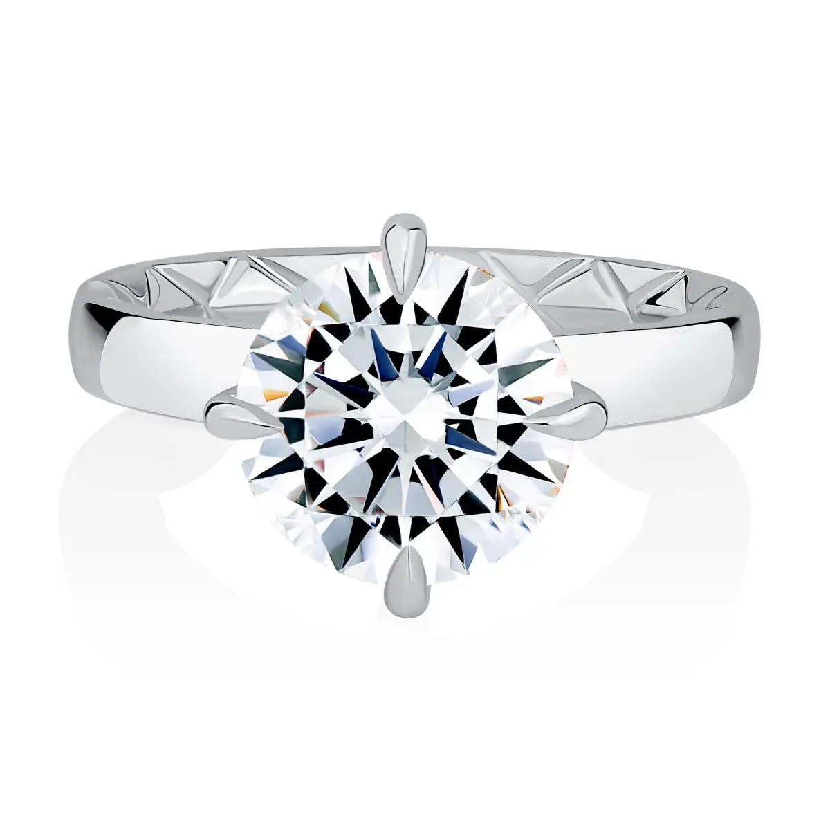 Classic Wide Tapered Band Round Center Diamond Engagement Ring with Hidden Halo and Quilts® Interior<br><span style="font-size:15px;">Style: MECRD3576Q/308</span>