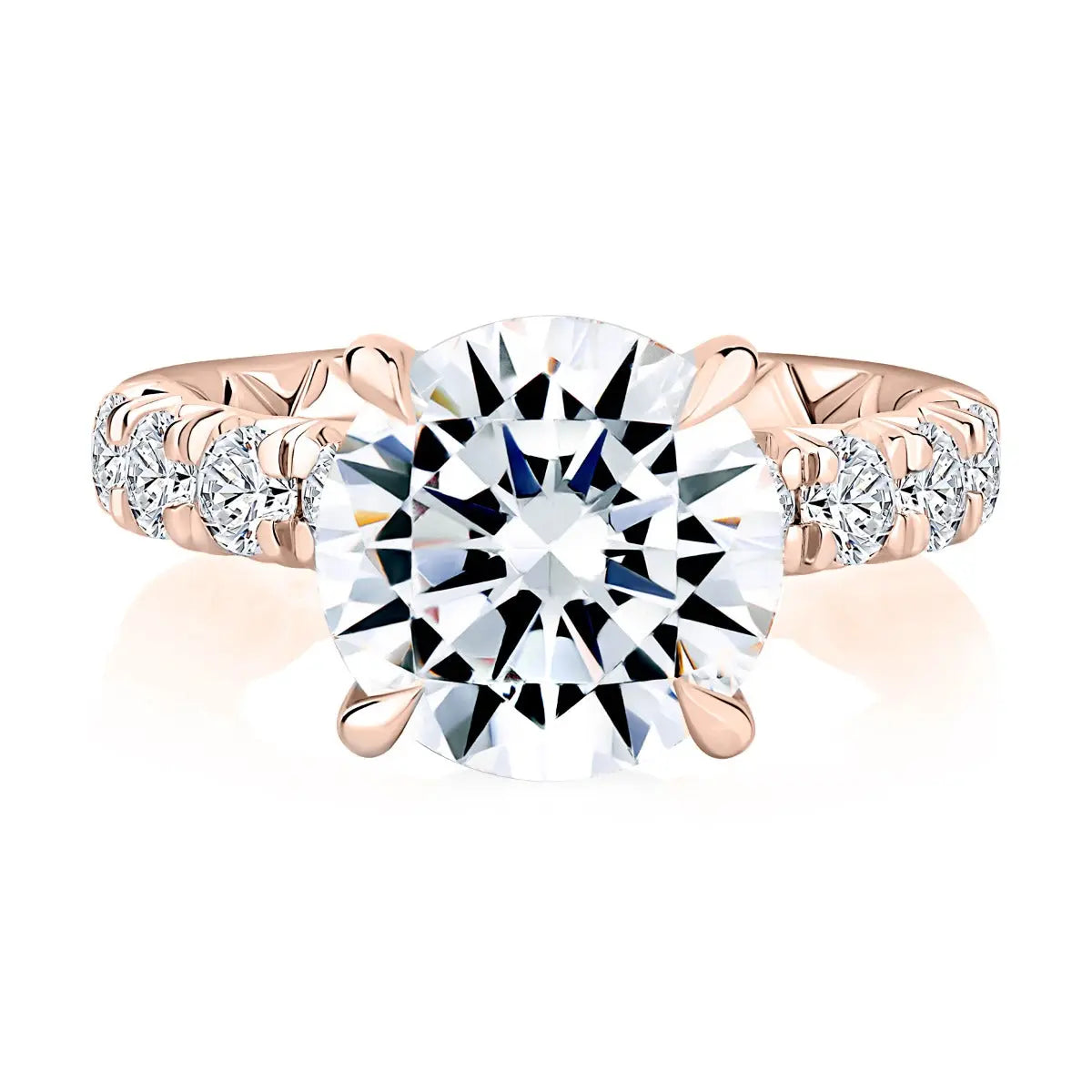 5CT Round Center Stone Diamond Engagement Ring with Quilts® Interior and Pave Band<br><span style="font-size:15px;">Style: MECRD3584Q/606</span>