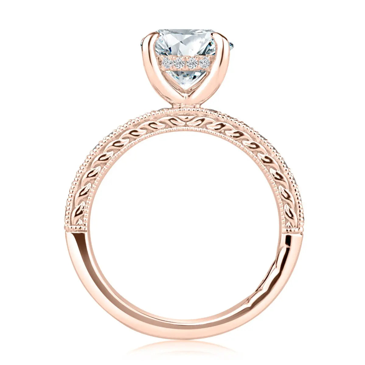 Classic Round Diamond Engagement Ring with Pave Band<br><span style="font-size:15px;">Style: MECRD3822L/230</span>