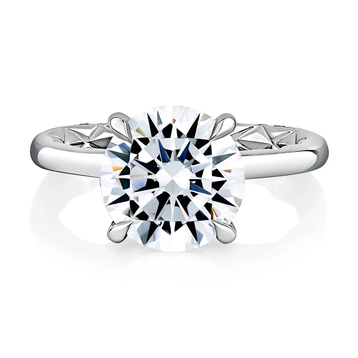 Classic Solitaire Round Diamond Engagement Ring with a Hidden Halo and Signature Shank® and Quilts® Interior Band<br><span style="font-size:15px;">Style: MESNRD3612Q/315</span>