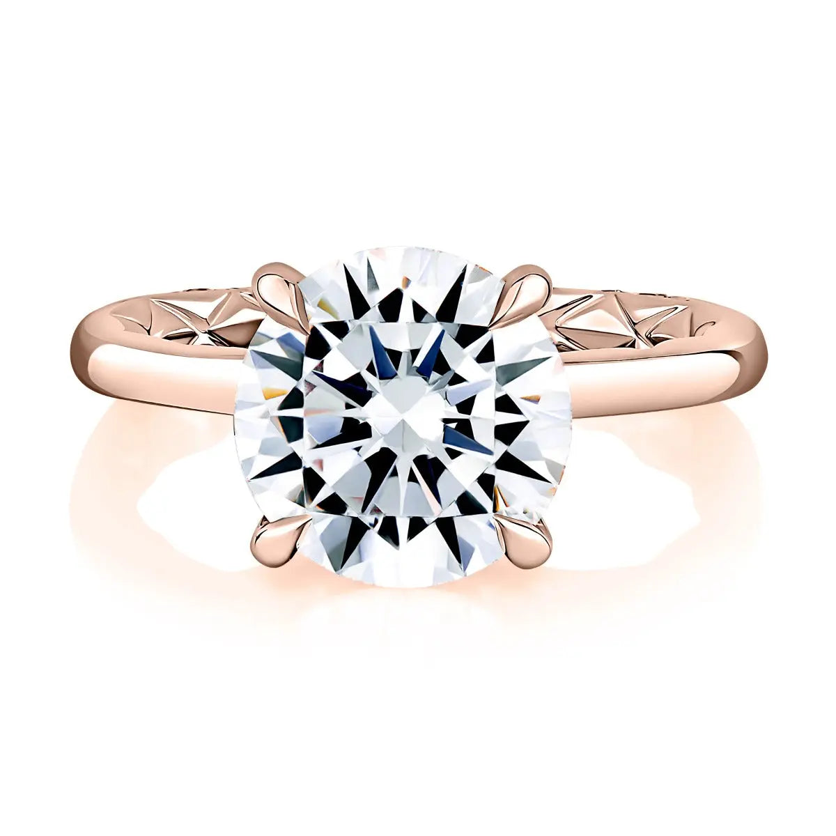 Classic Solitaire Round Diamond Engagement Ring with a Hidden Halo and Signature Shank® and Quilts® Interior Band<br><span style="font-size:15px;">Style: MESNRD3612Q/315</span>