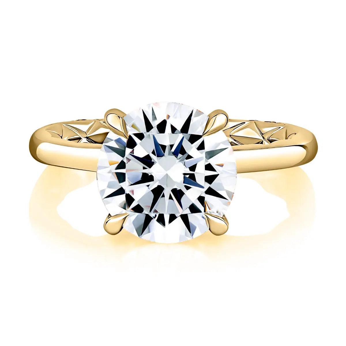 Classic Solitaire Round Diamond Engagement Ring with a Hidden Halo and Signature Shank® and Quilts® Interior Band<br><span style="font-size:15px;">Style: MESNRD3612Q/315</span>
