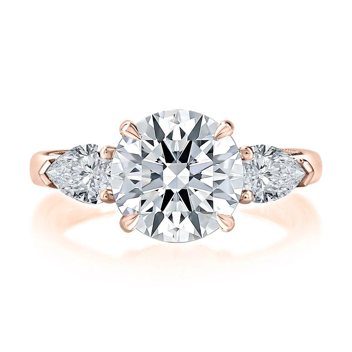 Milgrain Three Stone Diamond Engaement Ring with Round Center Stone with Signature Shank® Band<br><span style="font-size:15px;">Style: MESNRD3815/378</span>