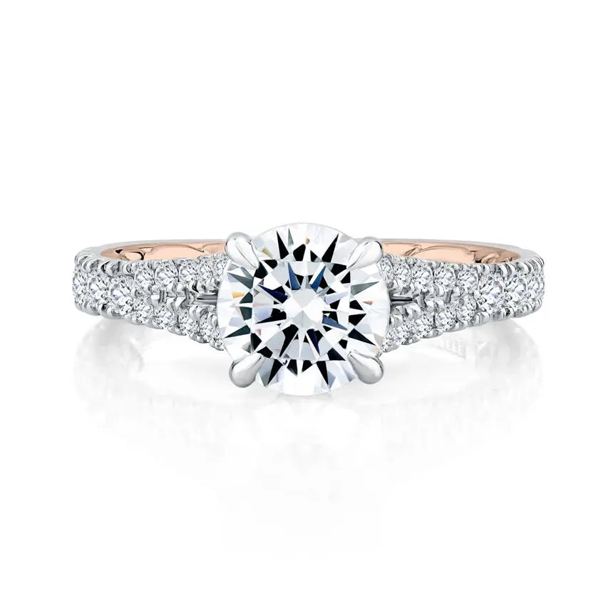 Regal Split Signature Round Diamond Engagement Ring<br><span style="font-size:15px;">Style: MESRD2506Q/205</span>
