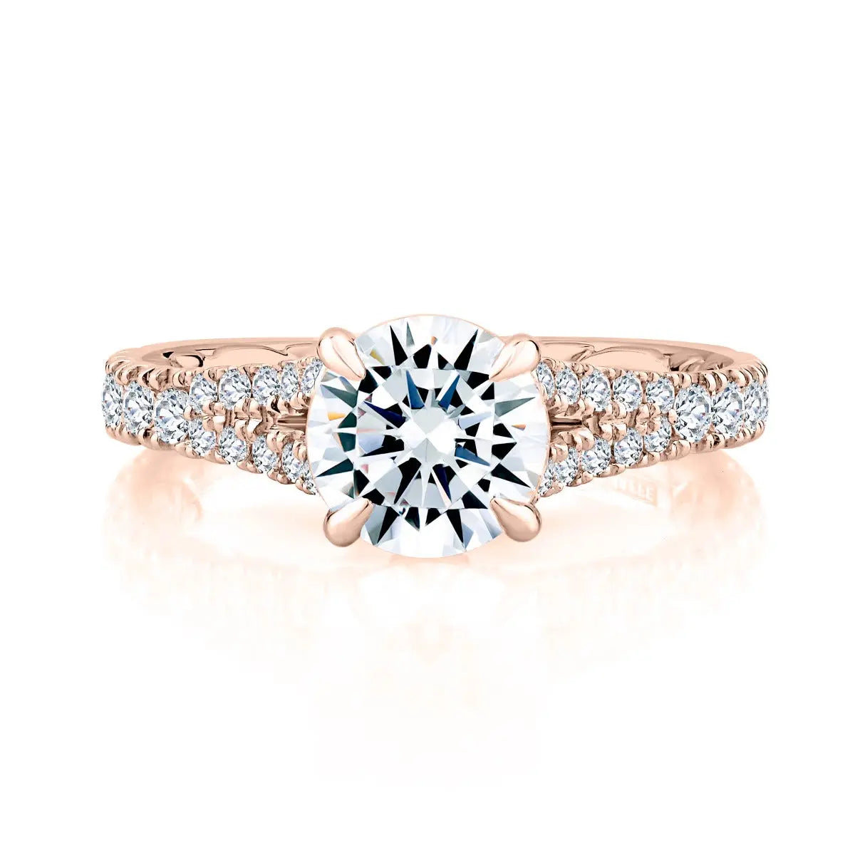 Regal Split Signature Round Diamond Engagement Ring<br><span style="font-size:15px;">Style: MESRD2506Q/205</span>