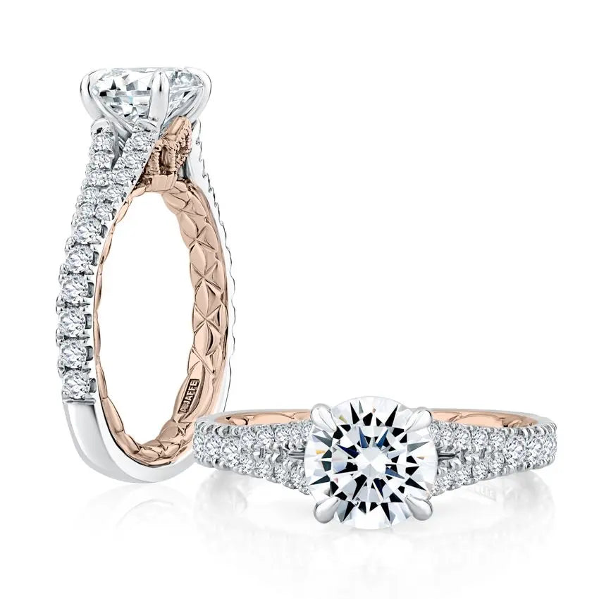 Regal Split Signature Round Diamond Engagement Ring<br><span style="font-size:15px;">Style: MESRD2506Q/205</span>