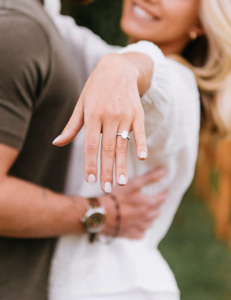 Oval Engagement Ring Showing To The Camera